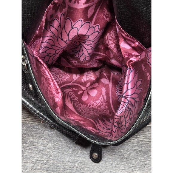 Brighton Black Pebbled Leather Croc Shoulder Purse Bag Handbag Satchel E370920 - Picture 7 of 14